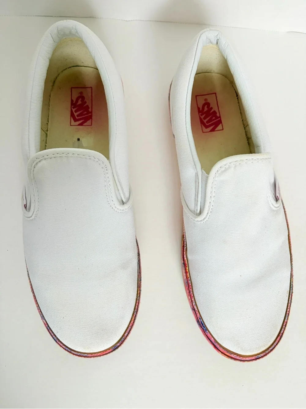 Vans Donut Sprinkle Sneakers Slip On Bold Platform Shoes White Pink Size 7 Kids